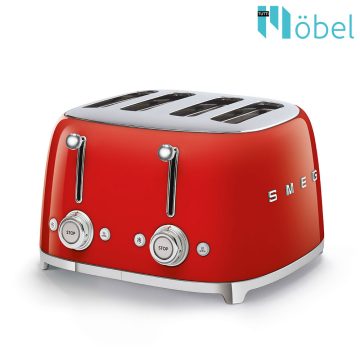 SMEG retro 2x2-szeletes kenyérpirító, piros